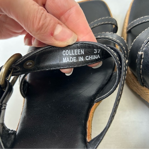 Aldo Black Strappy Wedge Sandals with Espadrille Detail Size 37 - Picture 8 of 16